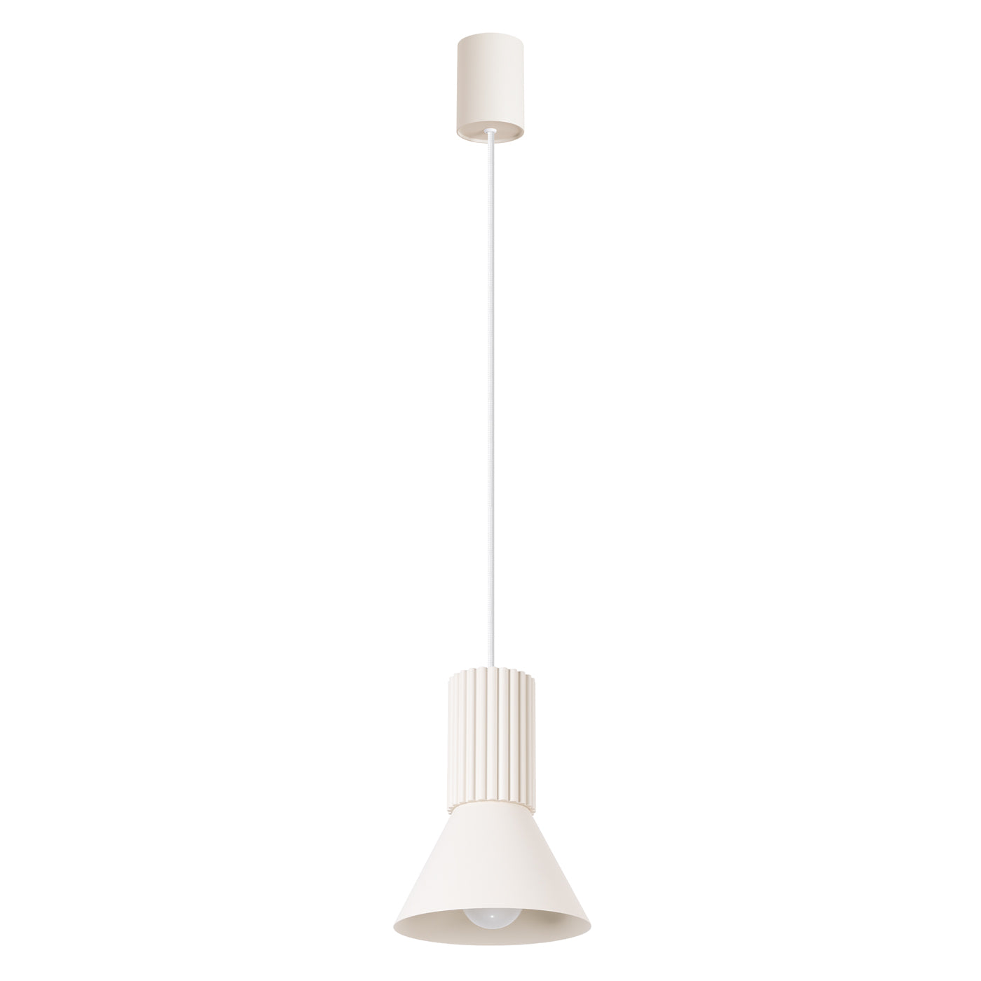 Luzara - Lámpara Colgante - Beige - 1-Luz E14 - IP20 - Acero/Aluminio - Ø14 cm x 120 cm - Estria