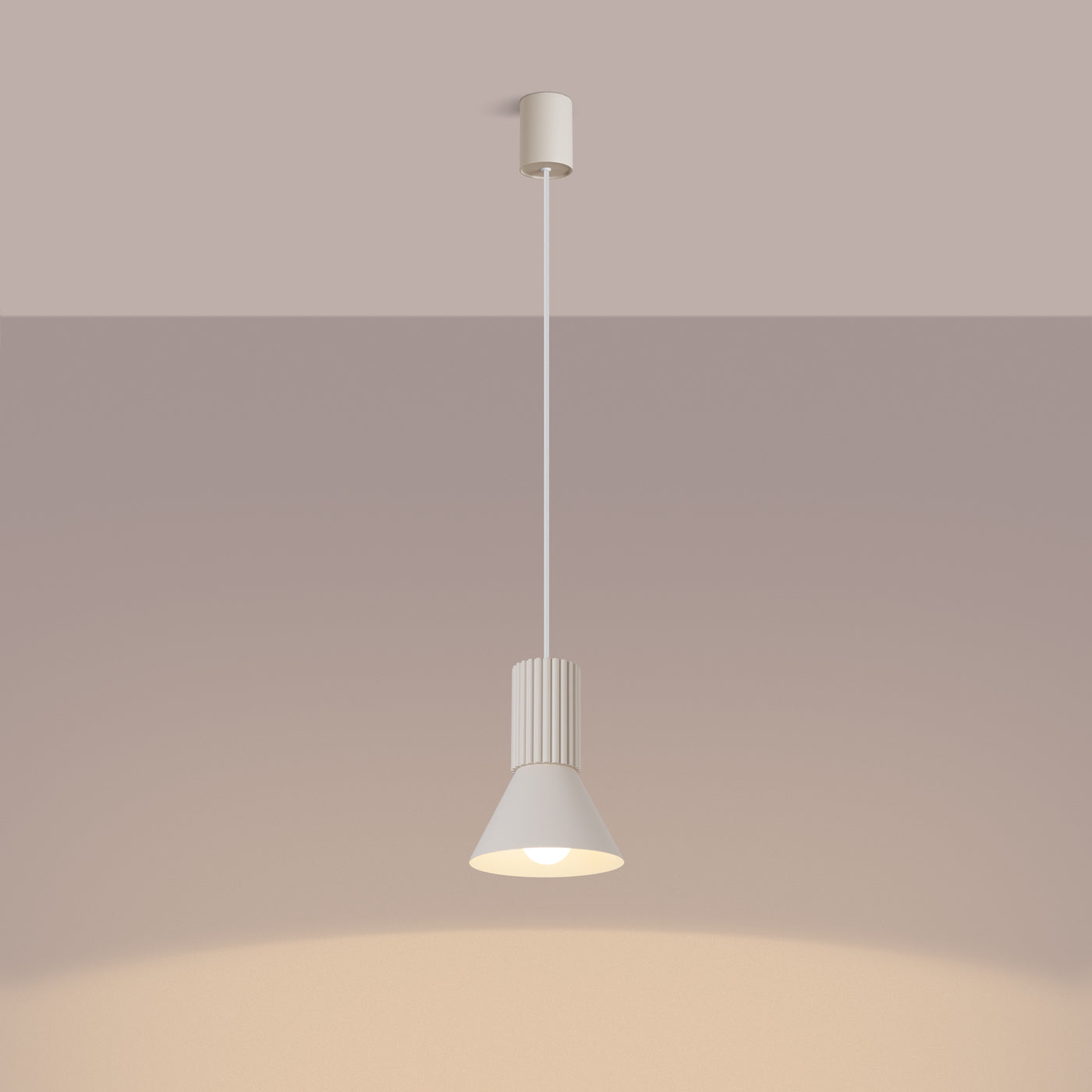 Luzara - Lámpara Colgante - Beige - 1-Luz E14 - IP20 - Acero/Aluminio - Ø14 cm x 120 cm - Estria