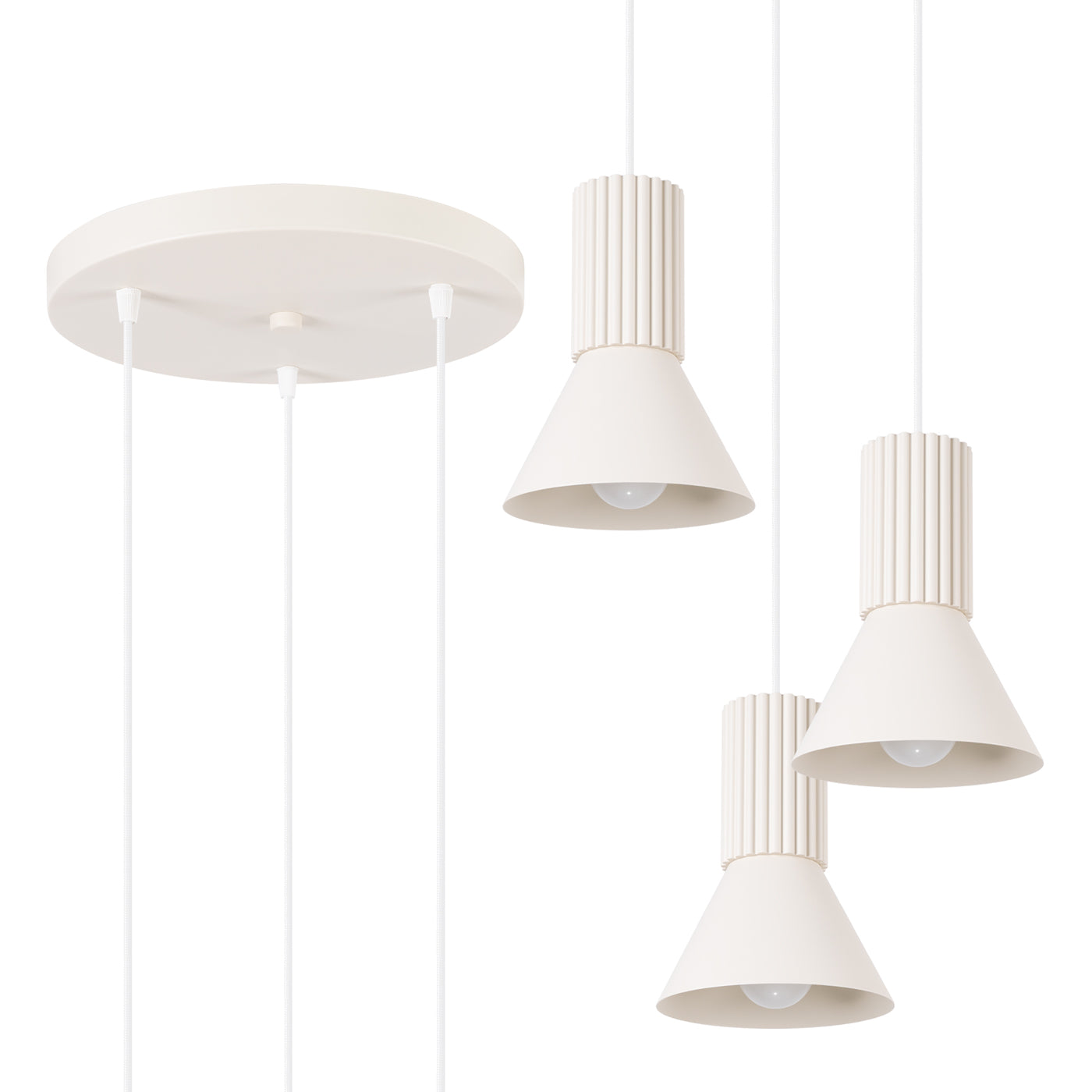 Luzara - Lámpara Colgante - 3-Light Beige - Acero/Aluminio - E14 - IP20 - Bombilla No Incluida - 30/30/120 cm