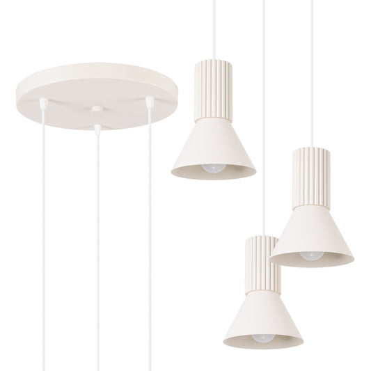 Luzara - Lámpara Colgante - 3-Light Beige - Acero/Aluminio - E14 - IP20 - Bombilla No Incluida - 30/30/120 cm