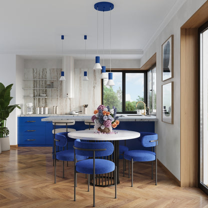 Luzara - Lámpara Colgante - 1-Light - Blanco Ultramarino - Acero/Aluminio - E14 IP20 - 120 cm - Estria