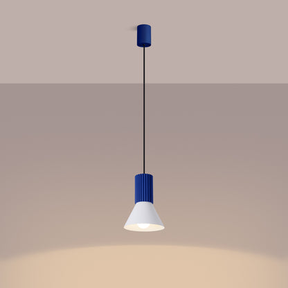 Luzara - Lámpara Colgante - 1-Light - Blanco Ultramarino - Acero/Aluminio - E14 IP20 - 120 cm - Estria