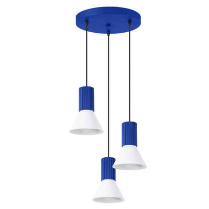 Luzara - Pendant Light - 3-Light Blanco/Ultramarino - Metal - Steel/Aluminum - E14 3x LED 10W - 120 cm
