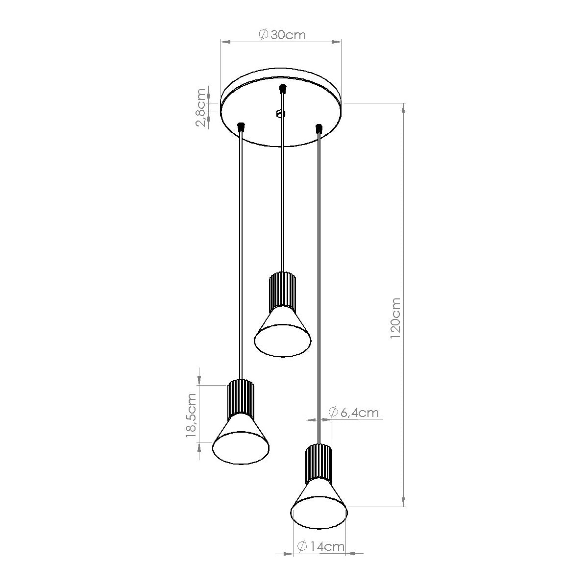 Luzara - Pendant Light - 3-Light Blanco/Ultramarino - Metal - Steel/Aluminum - E14 3x LED 10W - 120 cm