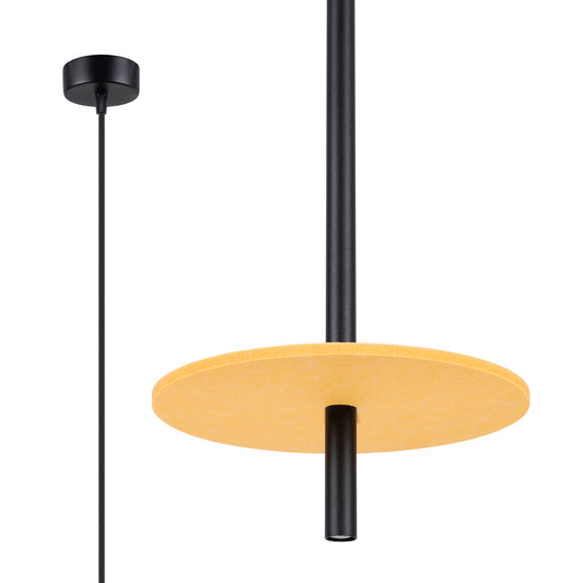 Feltro - Pendant Light - 1-Light - Amarillo y Negro - Fieltro y Acero - Bombilla G9 No Incluida - Altura Ajustable 126 cm