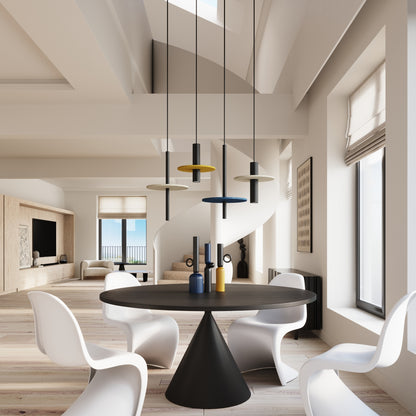 Feltro - Pendant Light - 1-Light - Amarillo y Negro - Fieltro y Acero - Bombilla G9 No Incluida - Altura Ajustable 126 cm