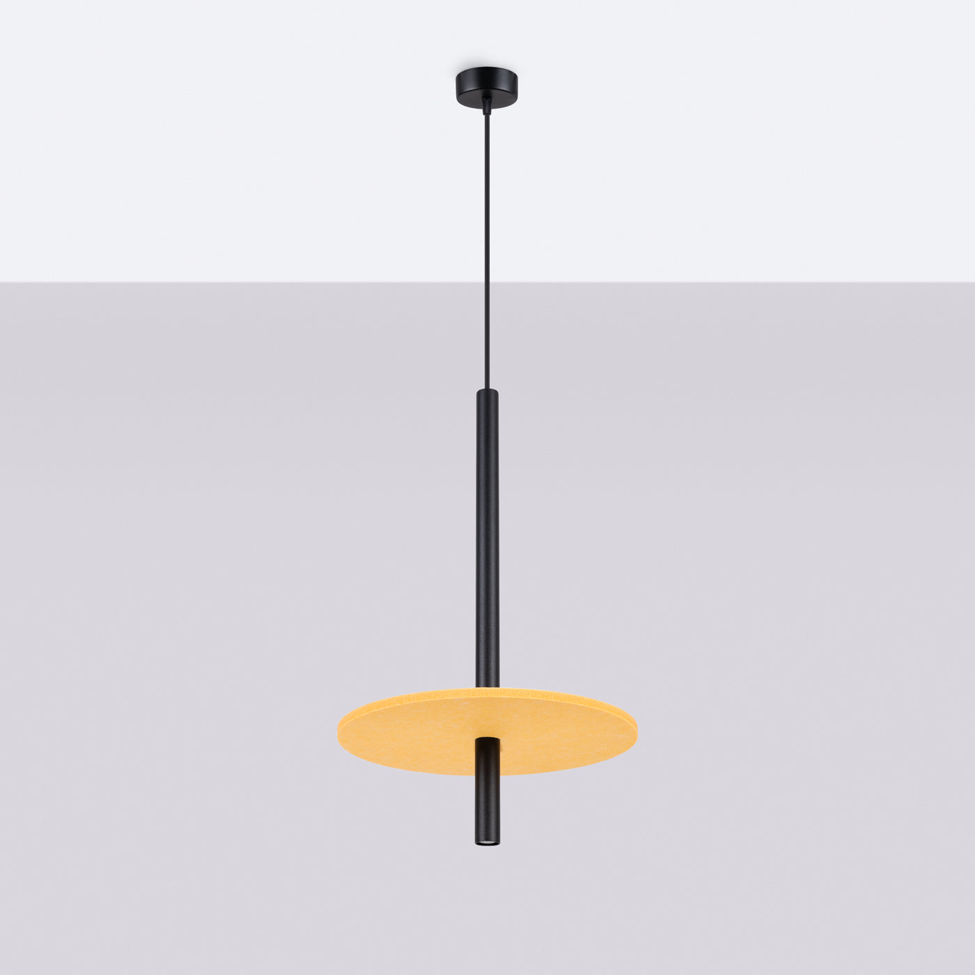 Feltro - Pendant Light - 1-Light - Amarillo y Negro - Fieltro y Acero - Bombilla G9 No Incluida - Altura Ajustable 126 cm