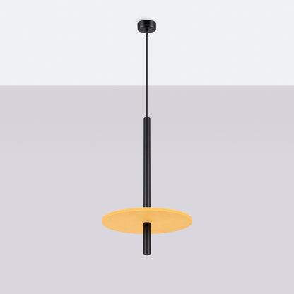 Feltro - Pendant Light - 1-Light - Amarillo y Negro - Fieltro y Acero - Bombilla G9 No Incluida - Altura Ajustable 126 cm