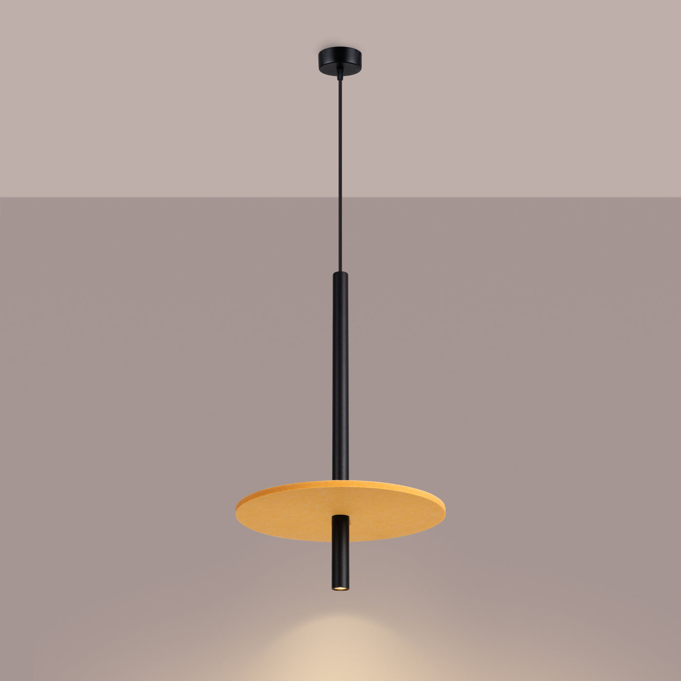 Feltro - Pendant Light - 1-Light - Amarillo y Negro - Fieltro y Acero - Bombilla G9 No Incluida - Altura Ajustable 126 cm