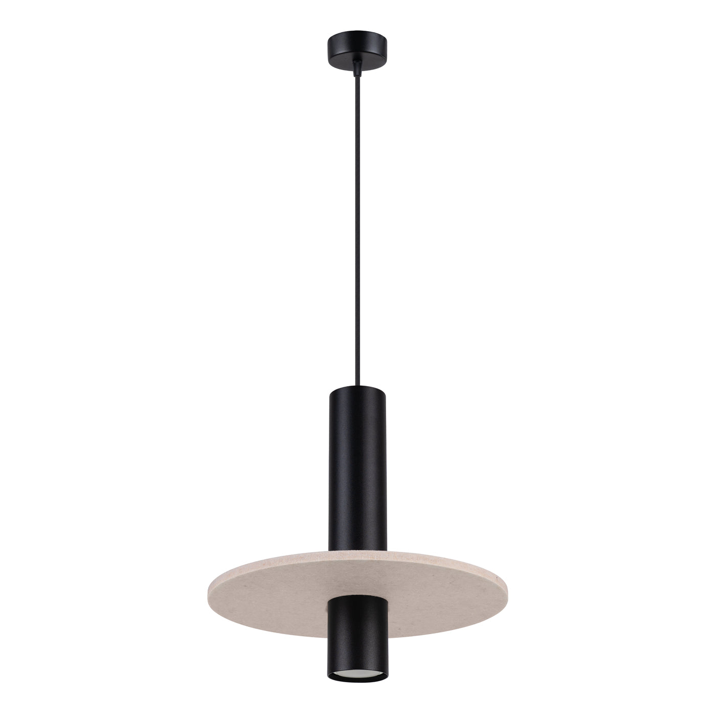 Luzara - Pendant Light - 1-Light - Beige/Negro - Fieltro y Acero - GU10 - IP20 - Ø30 cm