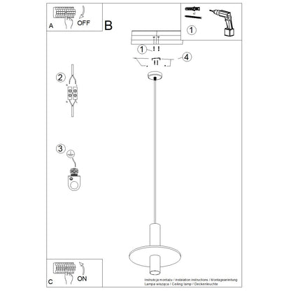 Luzara - Pendant Light - 1-Light - Beige/Negro - Fieltro y Acero - GU10 - IP20 - Ø30 cm