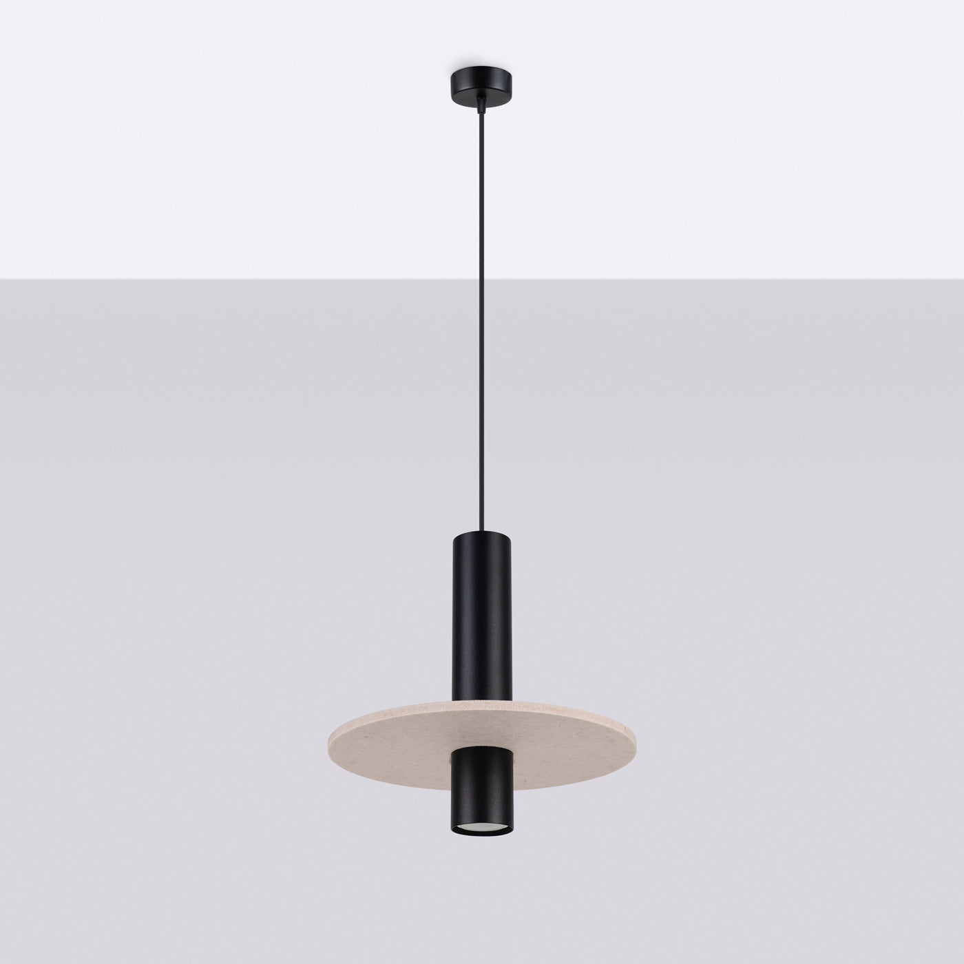 Luzara - Pendant Light - 1-Light - Beige/Negro - Fieltro y Acero - GU10 - IP20 - Ø30 cm