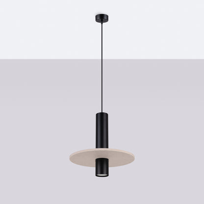 Luzara - Pendant Light - 1-Light - Beige/Negro - Fieltro y Acero - GU10 - IP20 - Ø30 cm
