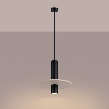 Luzara - Pendant Light - 1-Light - Beige/Negro - Fieltro y Acero - GU10 - IP20 - Ø30 cm