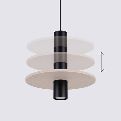 Luzara - Pendant Light - 1-Light - Beige/Negro - Fieltro y Acero - GU10 - IP20 - Ø30 cm