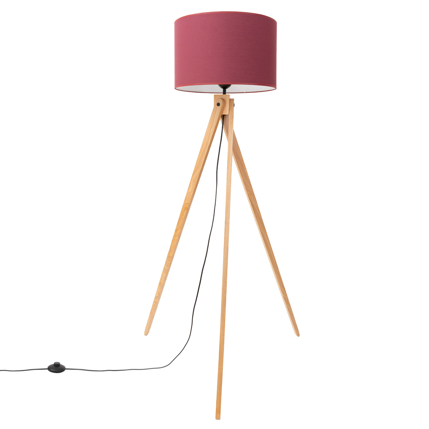 Luzara - Floor Lamp - Burdeos y Madera Natural - E27 - 1 LED Máx 15 W - IP20 - 140 cm