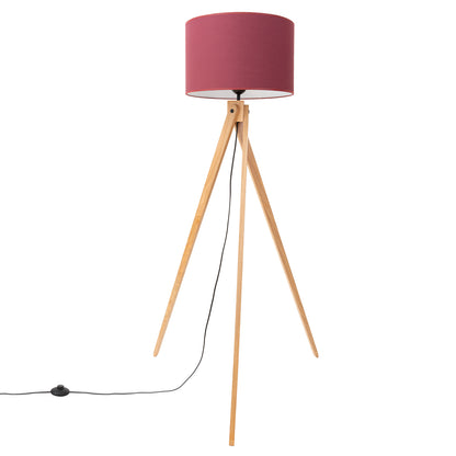 Luzara - Floor Lamp - Burdeos y Madera Natural - E27 - 1 LED Máx 15 W - IP20 - 140 cm