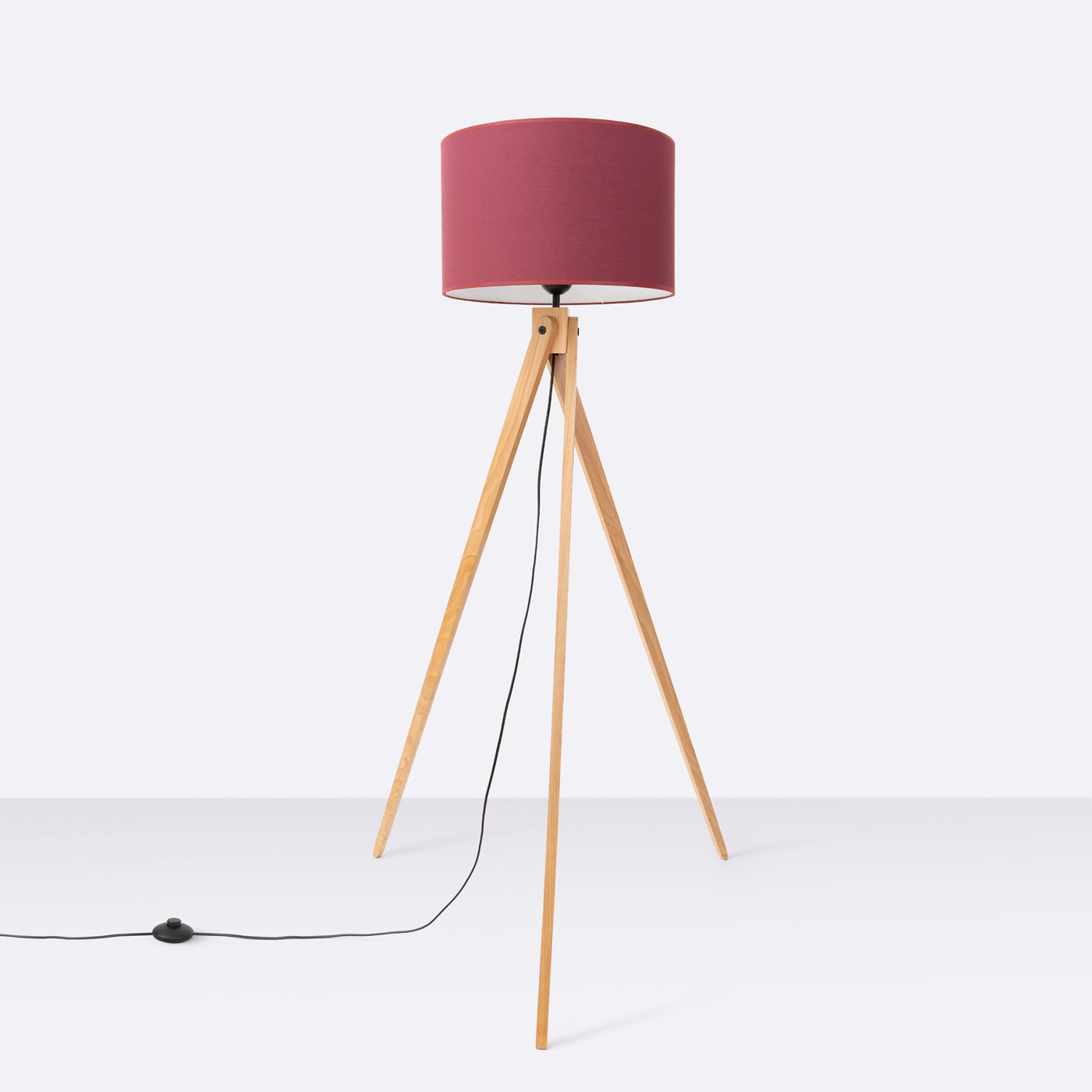 Luzara - Floor Lamp - Burdeos y Madera Natural - E27 - 1 LED Máx 15 W - IP20 - 140 cm
