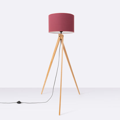 Luzara - Floor Lamp - Burdeos y Madera Natural - E27 - 1 LED Máx 15 W - IP20 - 140 cm