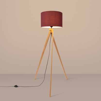 Luzara - Floor Lamp - Burdeos y Madera Natural - E27 - 1 LED Máx 15 W - IP20 - 140 cm
