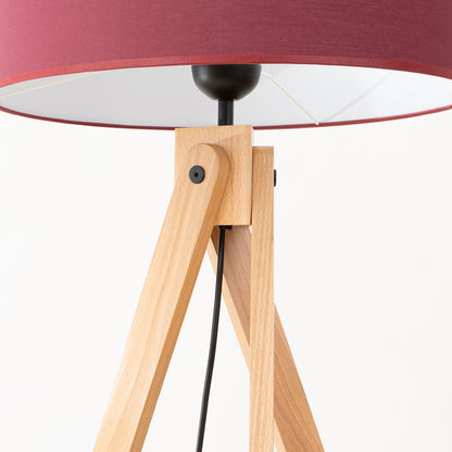 Luzara - Floor Lamp - Burdeos y Madera Natural - E27 - 1 LED Máx 15 W - IP20 - 140 cm